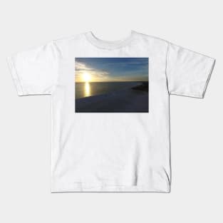 Ft Myers beach FL at sunset from drone Kids T-Shirt